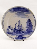 1800 Century earthenware plate with architecture