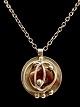 DS handmade Denmark vintage necklace  and pendant with amber