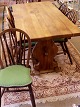 Almue egetræs langbord med 6 pub stole