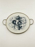 Faience tray slide. 30 cm. with metal mounting