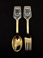 A Michelsen Christmas spoon and fork 1973