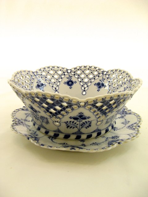 Royal Copenhagen Blue Fluted Full Lace fruit bowl with dish 1061-1062 sold