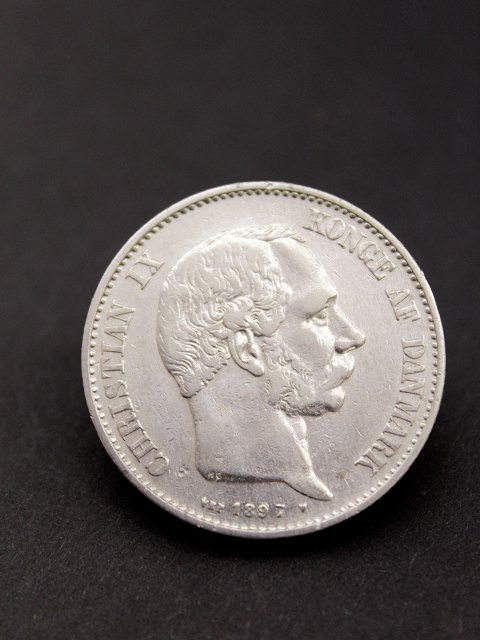 Christian IX sølv 2 krone 1897 solgt