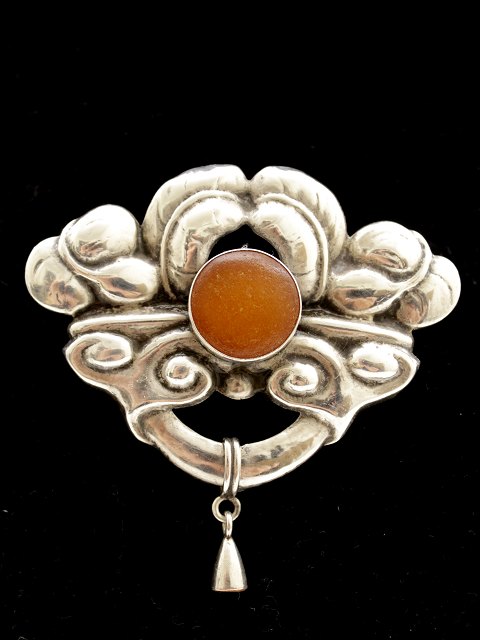 Jugend brooch silver with amber sold
