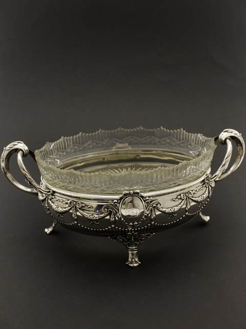 Fruit bowl 830 silver from 1901 with glass insert
