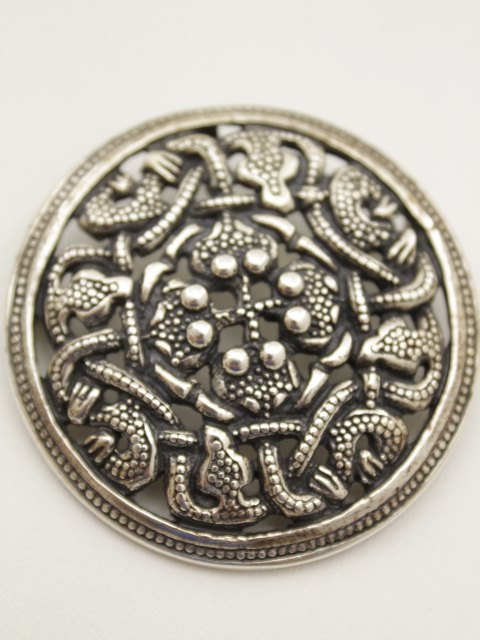 Sterling silver brooch  with viking motif