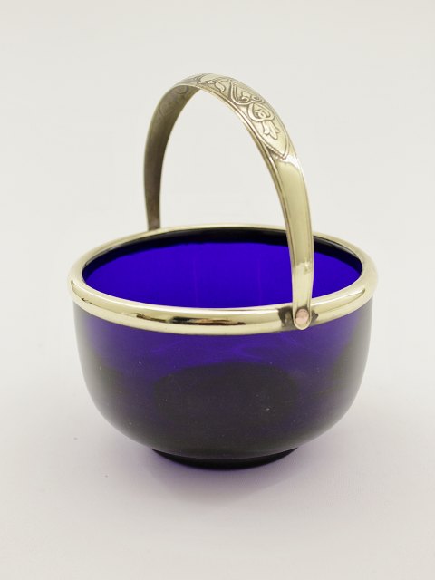 Dark blue sugar bowl with brass fitting sold