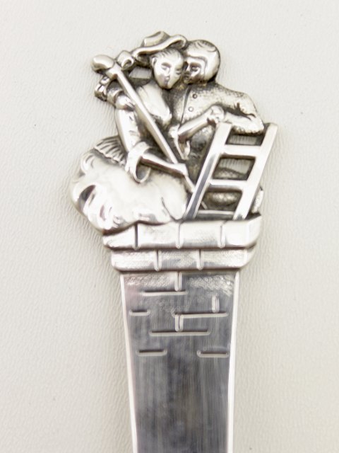 H C Andersen "Shepherdess and Chimney Sweep" 830 silver child spoon sold