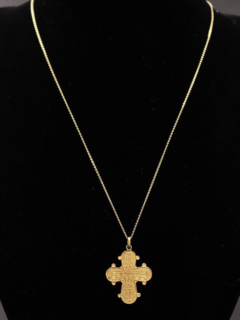 14 carat gold necklace 42.5 cm. and Dagmar cross