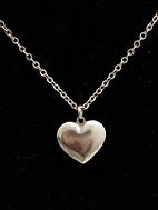 Sølv halskæde med sølv hjerte