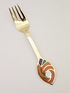 A Michelsen forgyldt sterling sølv jule gaffel 1971