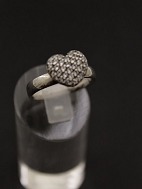Sterling sølv ring hjerte form med talrige klare stene solgt