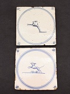 Hollandske fliser 13 x 13 cm. med løbende dyr