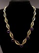 14 carat gold necklace 42.5 cm. with amethysts