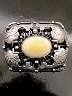 Art nouveau sterling sølv broche med cabochon sleben elfenben