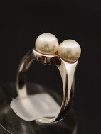 Sterling sølv ring med 2 ægte perler