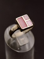 Sterling slv ring med rosa emalje
