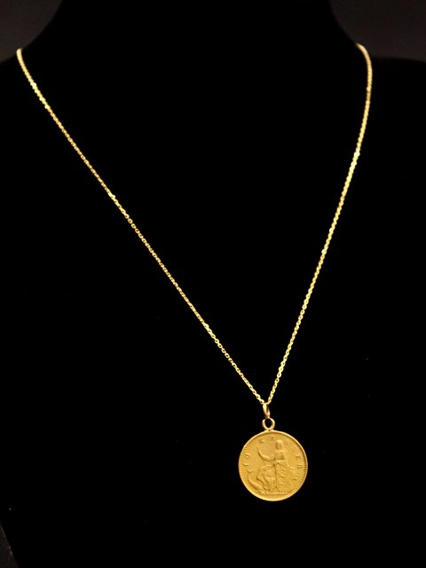 18 karat halskæde med guld ti krone