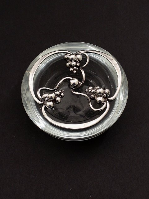 Glass bowl with sterling silver grape mounting