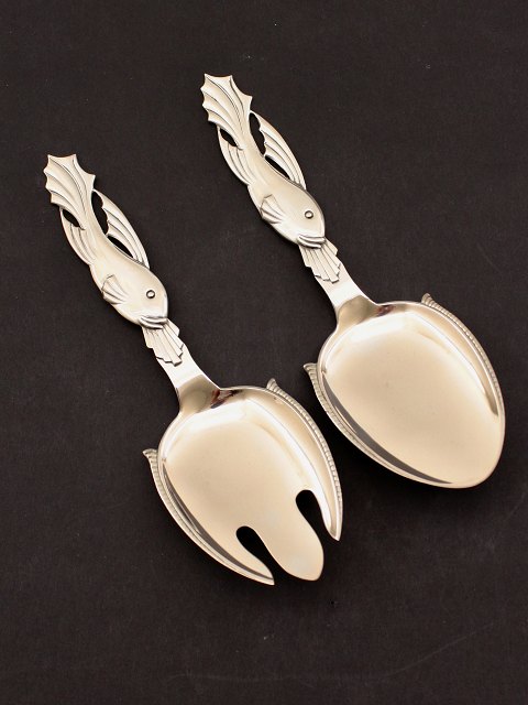 Silver handmade fish serving set